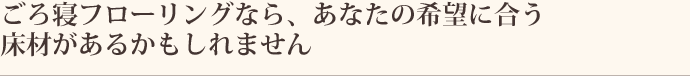 ごろ寝フローリングなら、あなたの希望に合う床材があるかもしれません